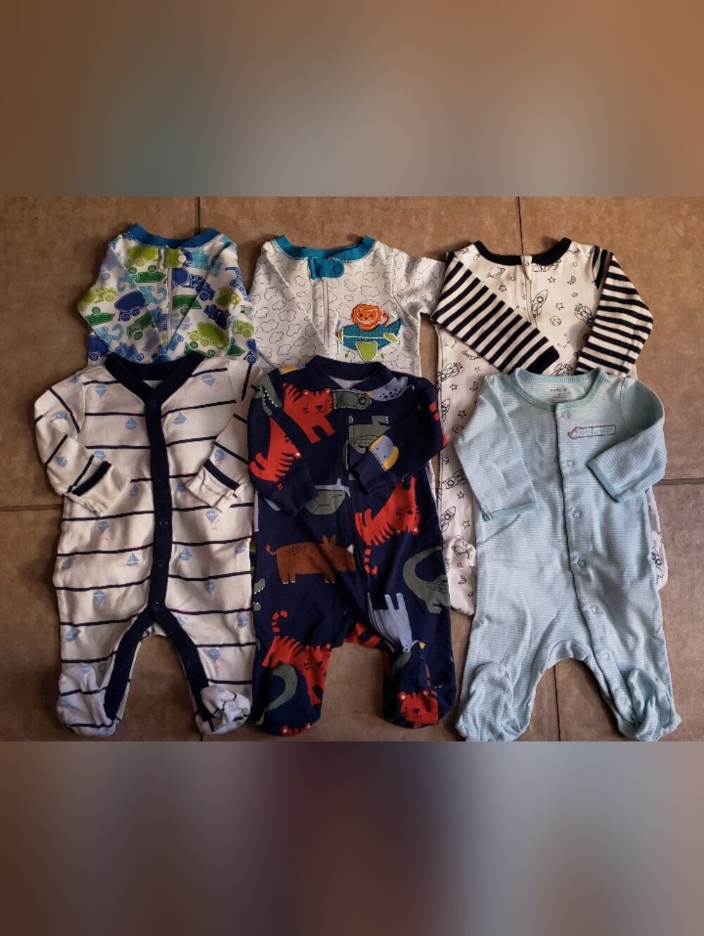 Infant Boy Sleeper Footie Lot Of 6 0-3M CARTER'S * OLD NAVY